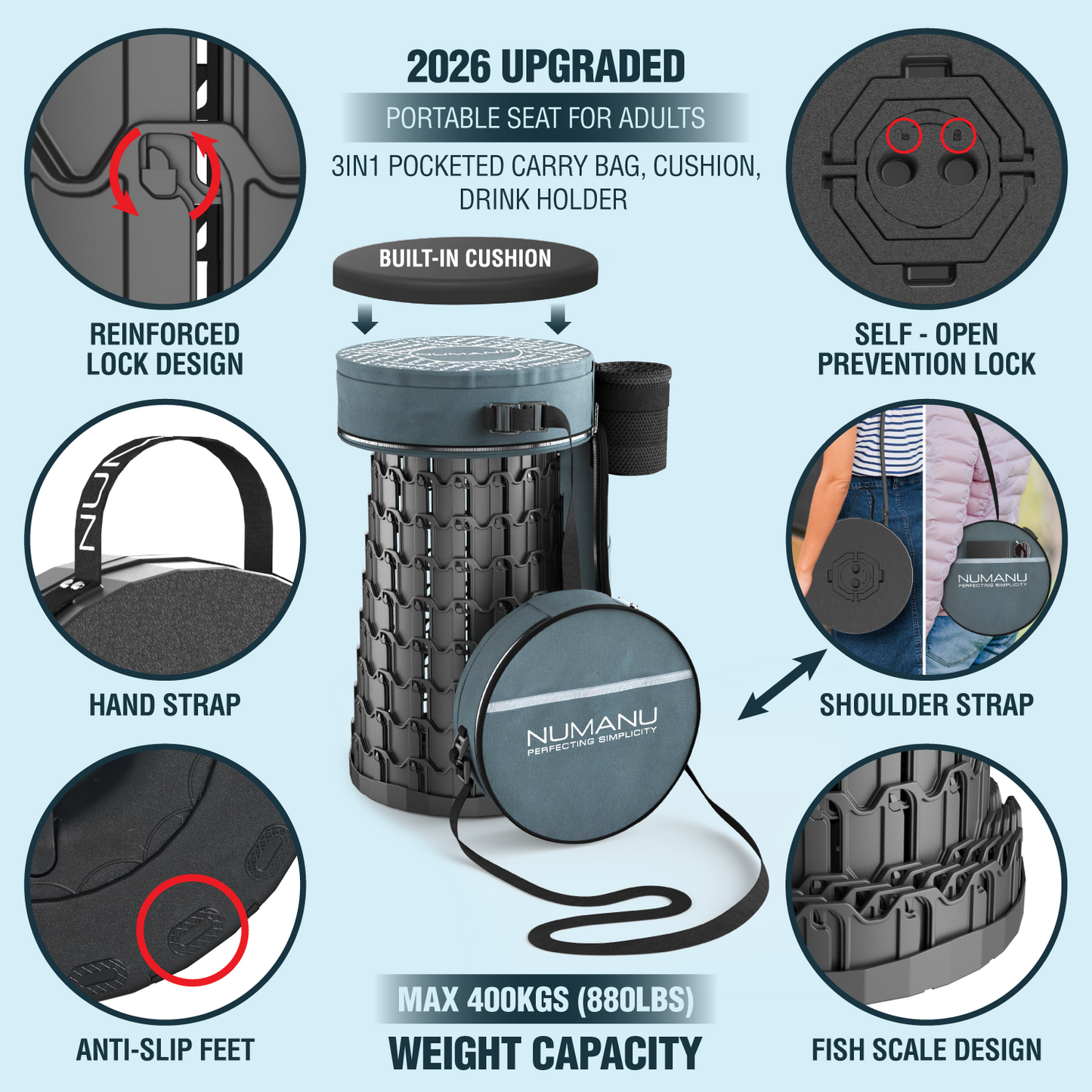 XXL Lite Collapsible Stool - 880lb Capacity