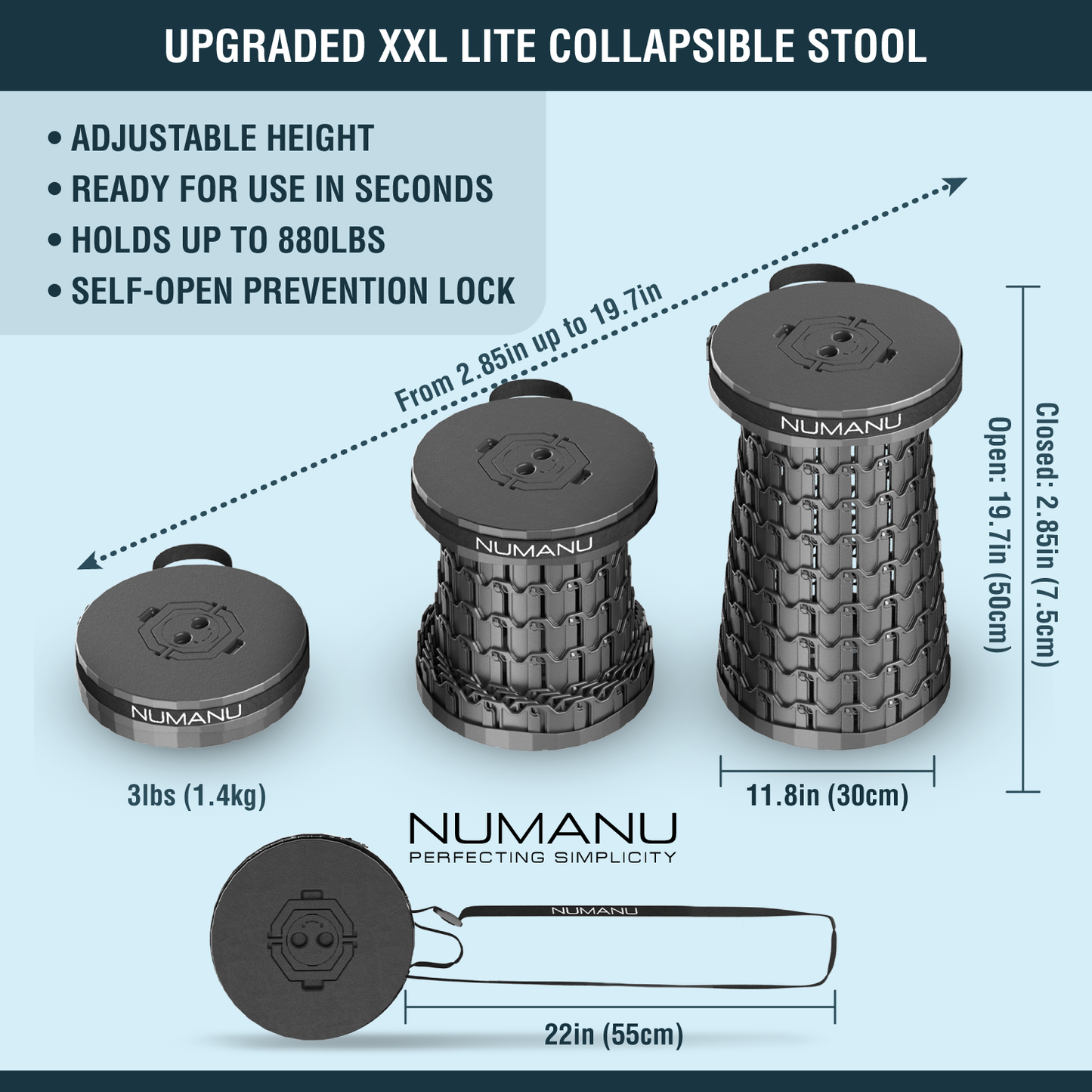 XXL Lite Collapsible Stool - 880lb Capacity