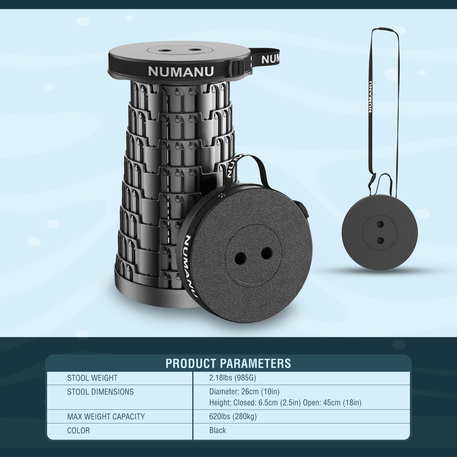 Stool step by step height adjustment display