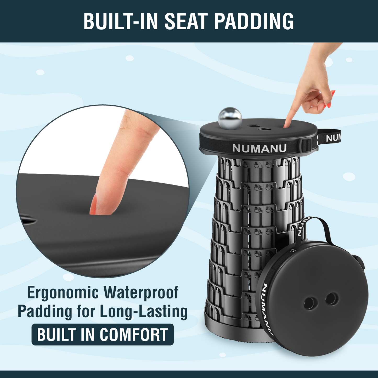 2025 Upgraded Padded Collapsible Stool Max 620lbs (Standalone - Stool Only)